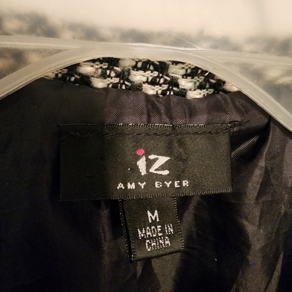 Amy Byer Black White Pea Coat Jacket Size M, No Belt - Picture 4 of 12